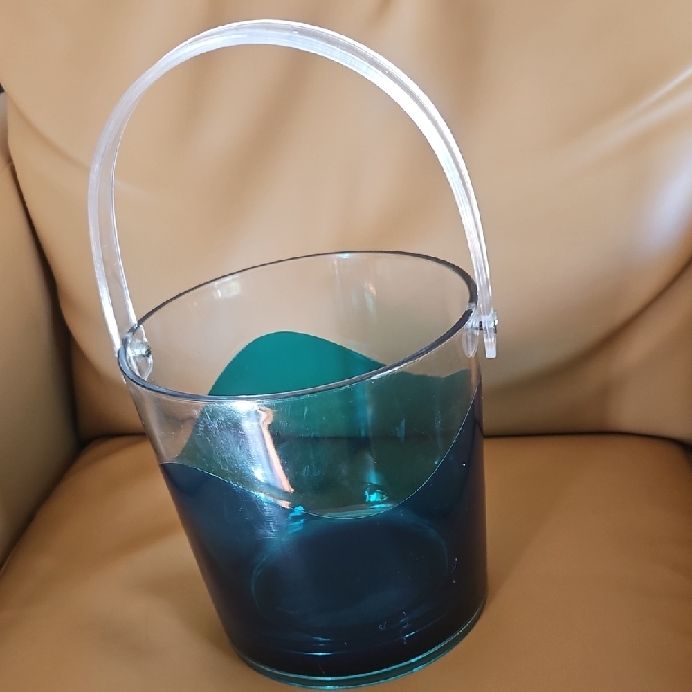 Lucite Transparent Blue and Clear Ice Bucket , sold at Mikasa